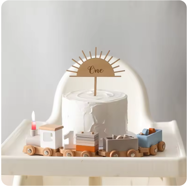 Bravie Eco-Friendly Wooden Number Train Pull-Along Toy for Toddlers