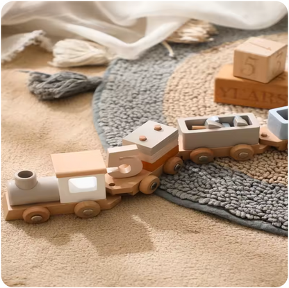 Bravie Eco-Friendly Wooden Number Train Pull-Along Toy for Toddlers