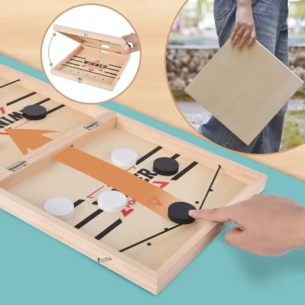 Bravie Minimalist Wooden Bounce Chess – Fast Sling Puck Tabletop Board Game