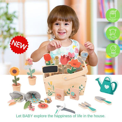 Bravie Minimalist Wooden Potted Plant Toy Set – Pretend Play Garden Kit for Kids