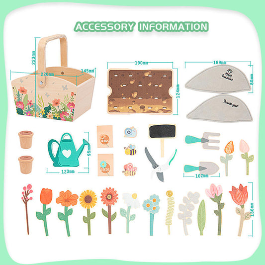 Bravie Minimalist Wooden Potted Plant Toy Set – Pretend Play Garden Kit for Kids